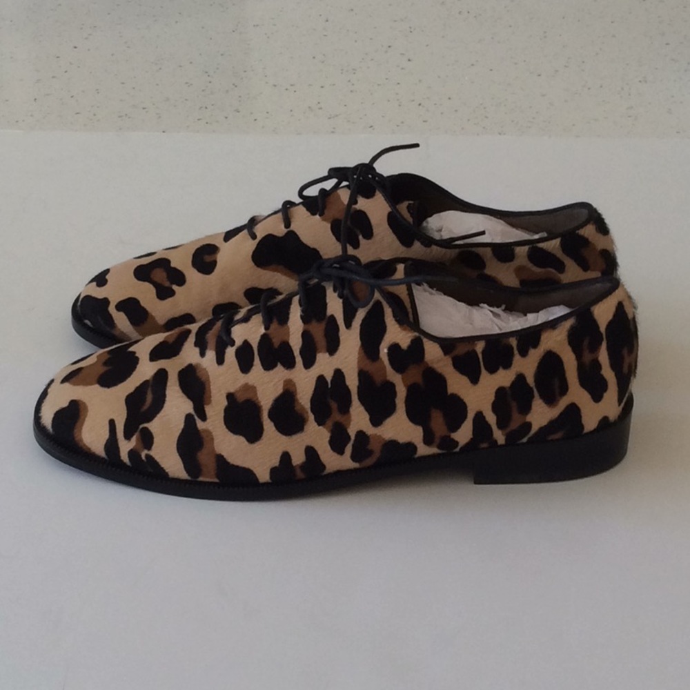 Marni Leopard Print Calf Hair Oxfords size 38